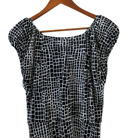 Kenneth Cole Reaction NEW Black & White Tribal Print Midi Dress Size L - Picture 8 of 15